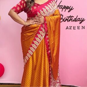 Elegant Orange and Red Party Saree